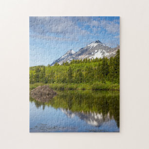 Mountain Peaks Reflect Into A Beaver Pond Jigsaw Puzzle