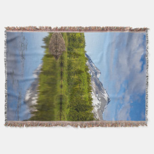 Mountain Peaks Reflect Into A Beaver Pond Throw Blanket