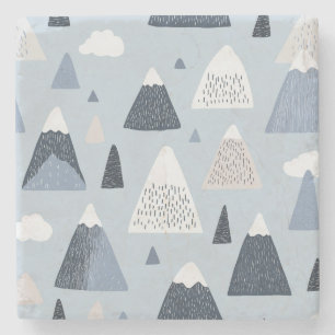 Mountain Peaks Scandinavian Pattern Stone Coaster