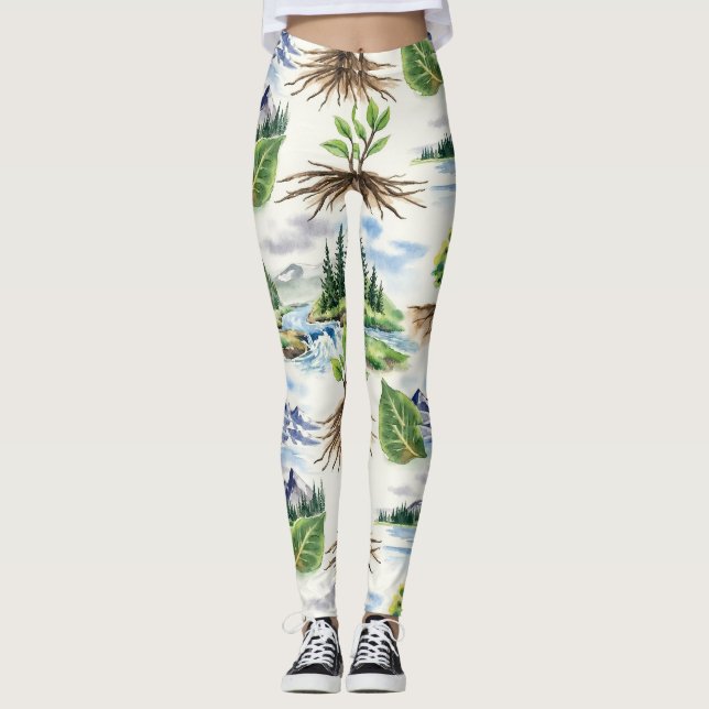 Mountain Peaks Seamless Pattern Leggings (Front)