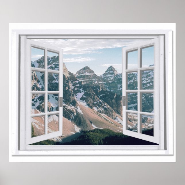 Mountain Peaks View Fake Window Poster (Front)