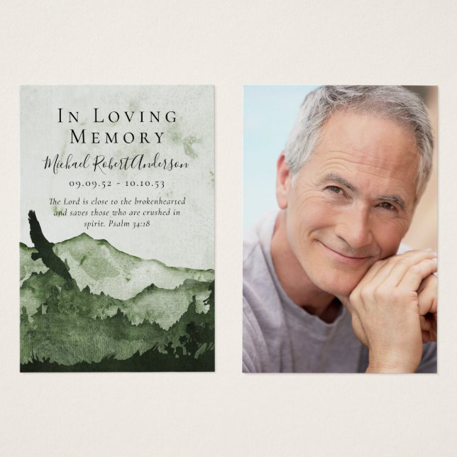 Mountain Photo Funeral Prayer Card (Front & Back)