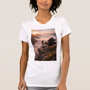 Mountain Piano Serenity Landscape T-Shirt