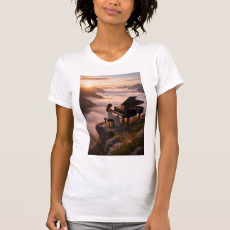 Mountain Piano Serenity Landscape T-Shirt