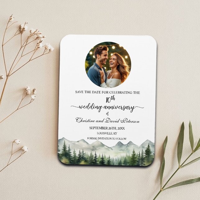 Mountain Pine 10 Wedding Anniversary Save the Date Magnet (Creator Uploaded)