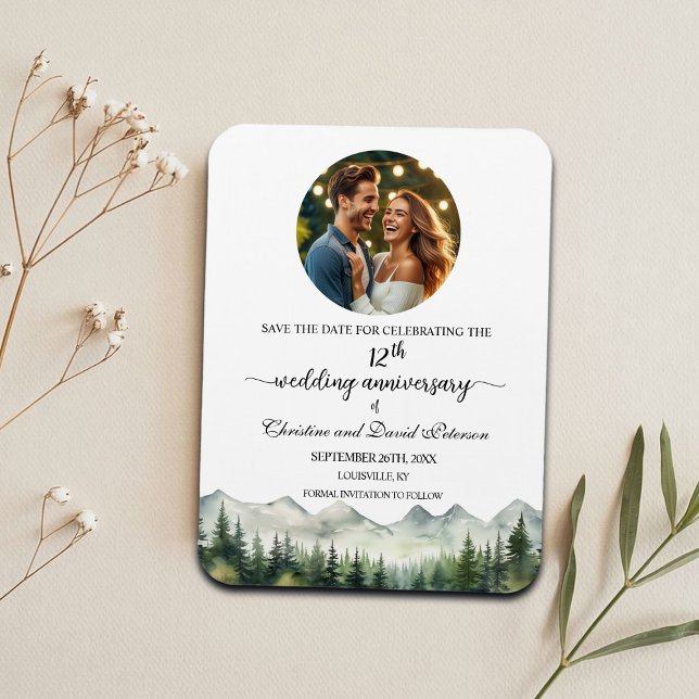 Mountain Pine 12 Wedding Anniversary Save the Date Magnet (Creator Uploaded)
