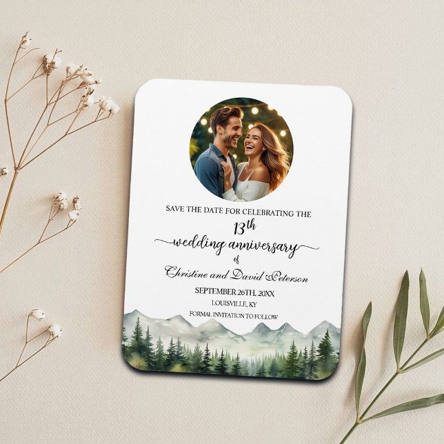 Mountain Pine 13 Wedding Anniversary Save the Date Magnet (Creator Uploaded)