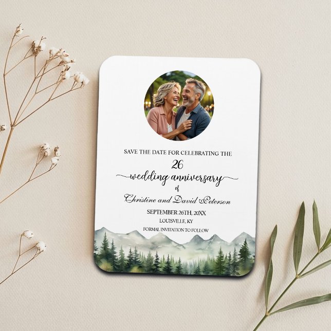 Mountain Pine 26 Wedding Anniversary Save the Date Magnet (Creator Uploaded)