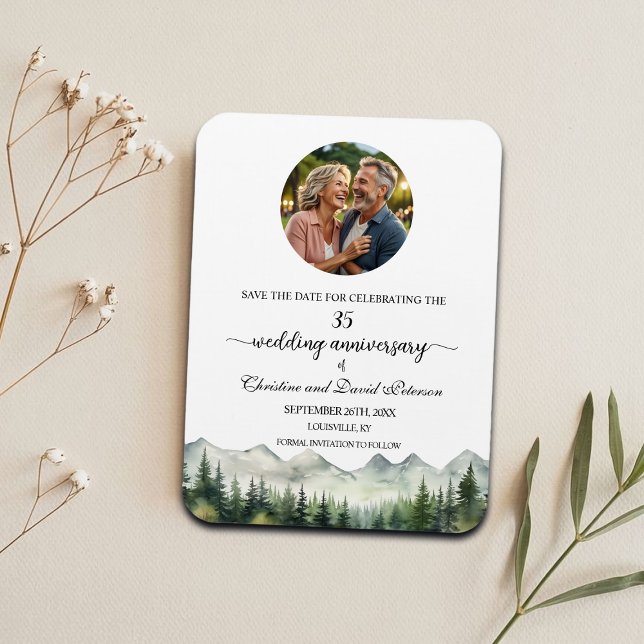 Mountain Pine 35 Wedding Anniversary Save the Date Magnet (Creator Uploaded)