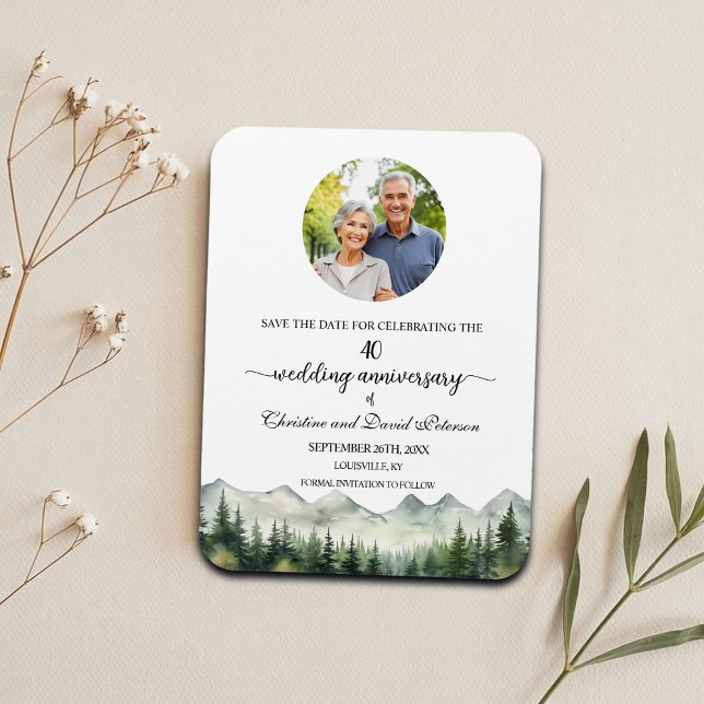 Mountain Pine 40 Wedding Anniversary Save the Date Magnet (Creator Uploaded)