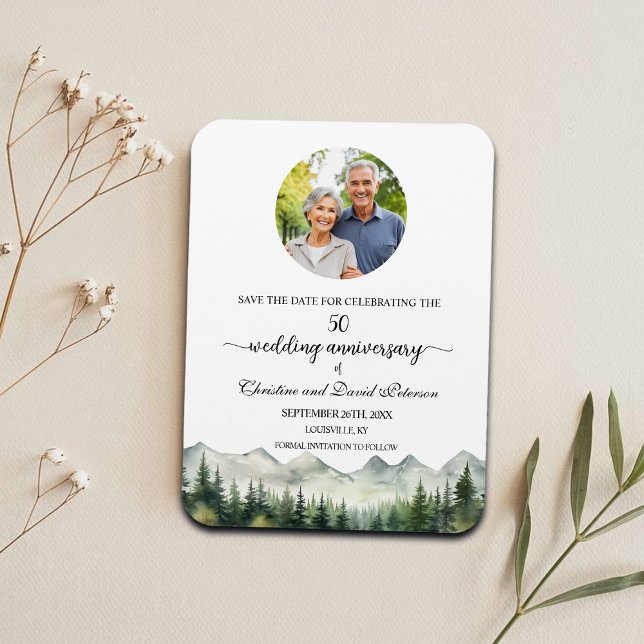 Mountain Pine 50 Wedding Anniversary Save the Date Magnet (Creator Uploaded)