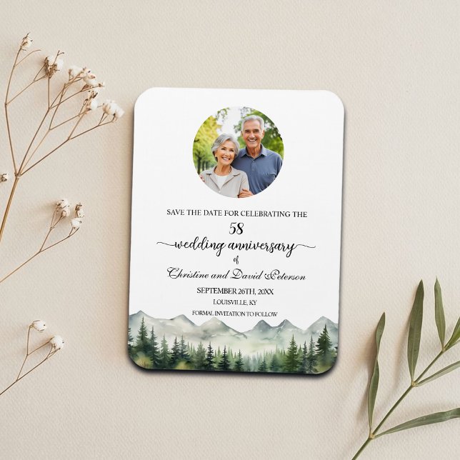 Mountain Pine 58 Wedding Anniversary Save the Date Magnet (Creator Uploaded)