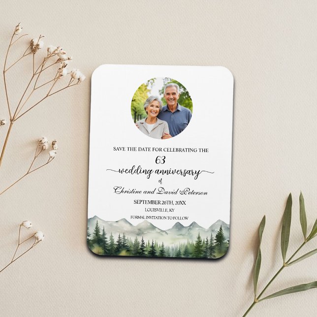 Mountain Pine 63 Wedding Anniversary Save the Date Magnet (Creator Uploaded)