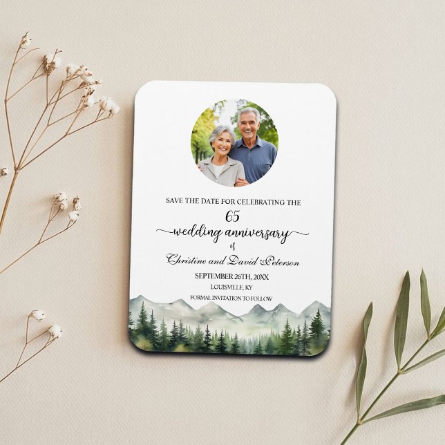 Mountain Pine 65 Wedding Anniversary Save the Date Magnet (Creator Uploaded)
