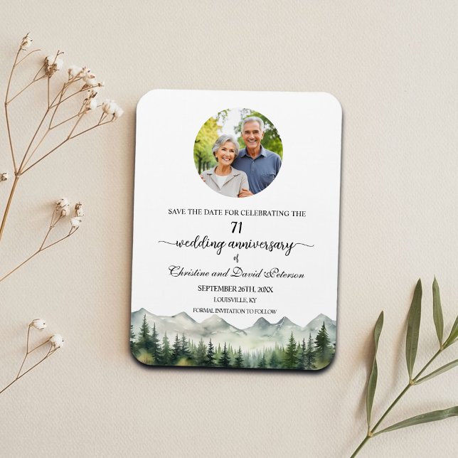 Mountain Pine 71 Wedding Anniversary Save the Date Magnet (Creator Uploaded)