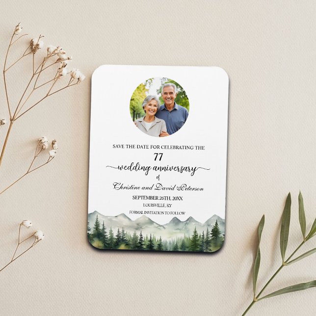 Mountain Pine 77 Wedding Anniversary Save the Date Magnet (Creator Uploaded)