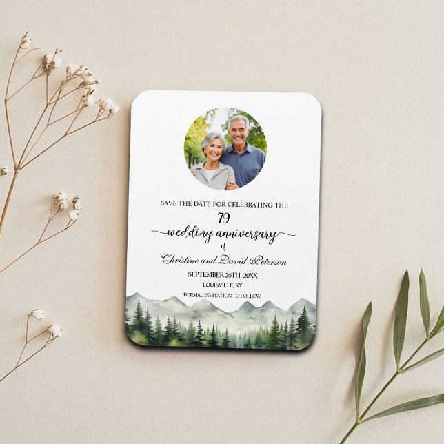 Mountain Pine 79 Wedding Anniversary Save the Date Magnet (Creator Uploaded)