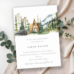 Mountain Pine Forest Cabin Bridal Shower Invite
