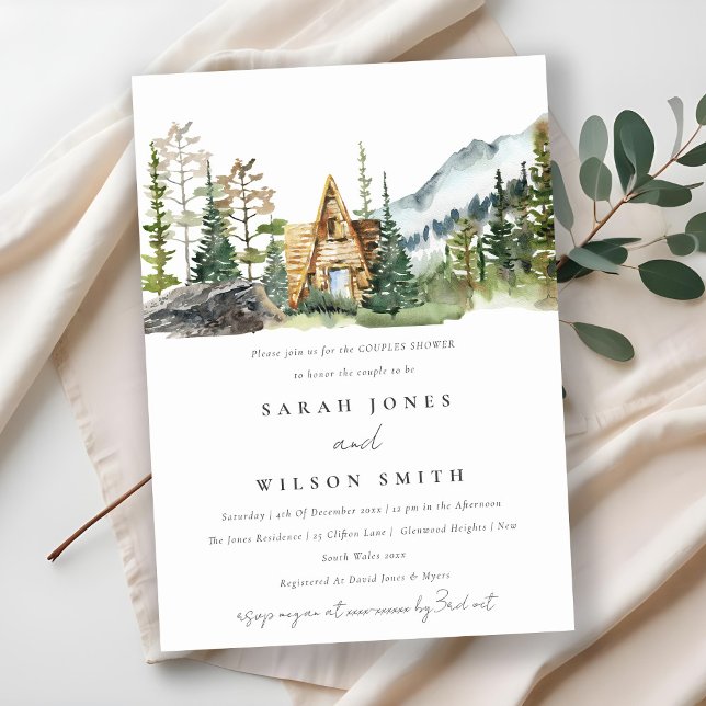 Mountain Pine Forest Cabin Couples Shower Invite (Creator Uploaded)