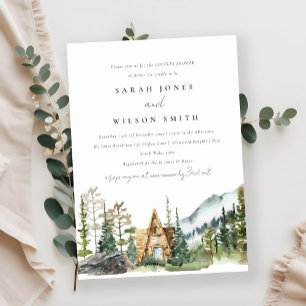 Mountain Pine Forest Cabin Couples Shower Invite