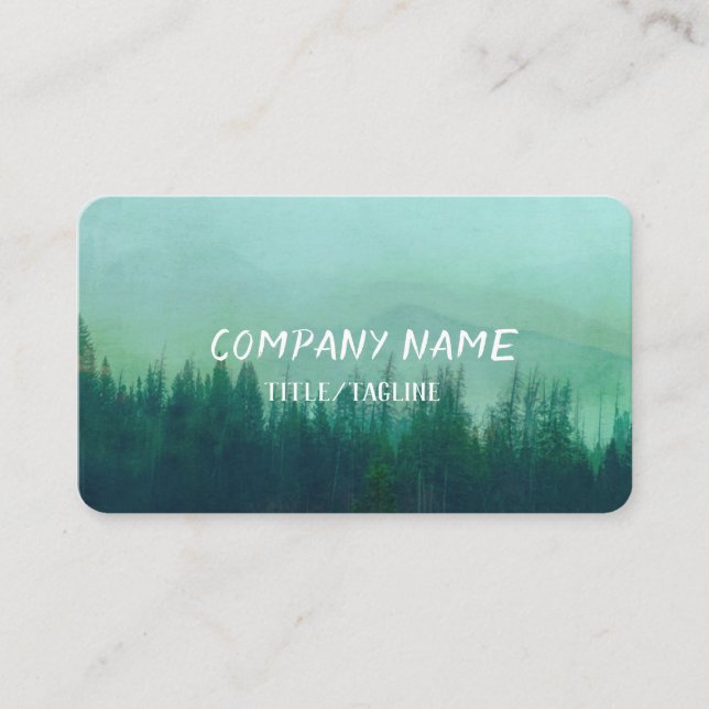 mountain pine forest nature art misty landscape   business card (Front)