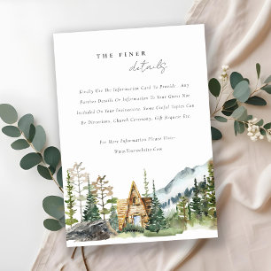 Mountain Pine Forest Wood Cabin Wedding Detail Enclosure Card