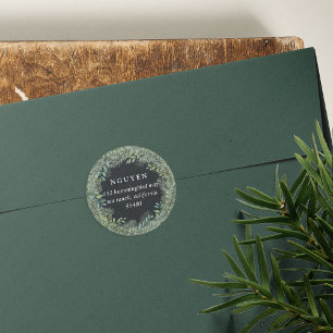 Mountain Pine Holiday Return Address Classic Round Sticker
