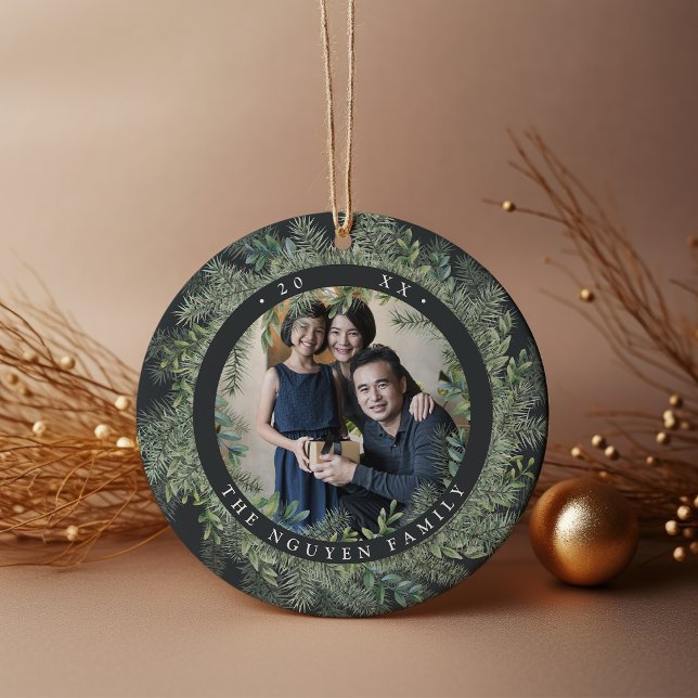 Mountain Pine Personalised Photo Ceramic Tree Decoration (Creator Uploaded)
