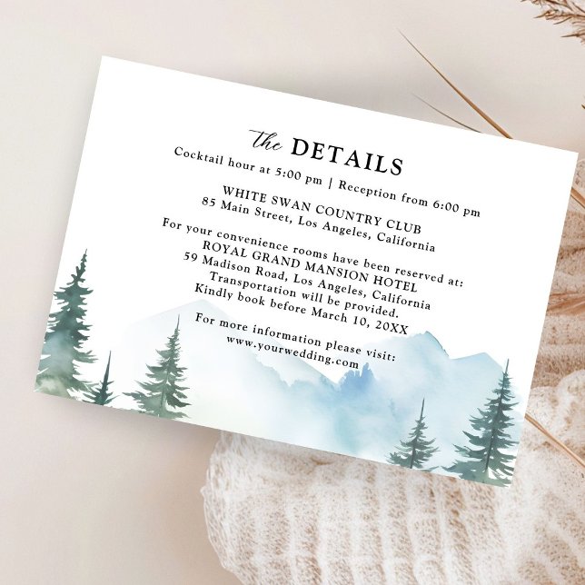 Mountain Pine Tree Landscape Rustic Wedding Detail Enclosure Card (Creator Uploaded)