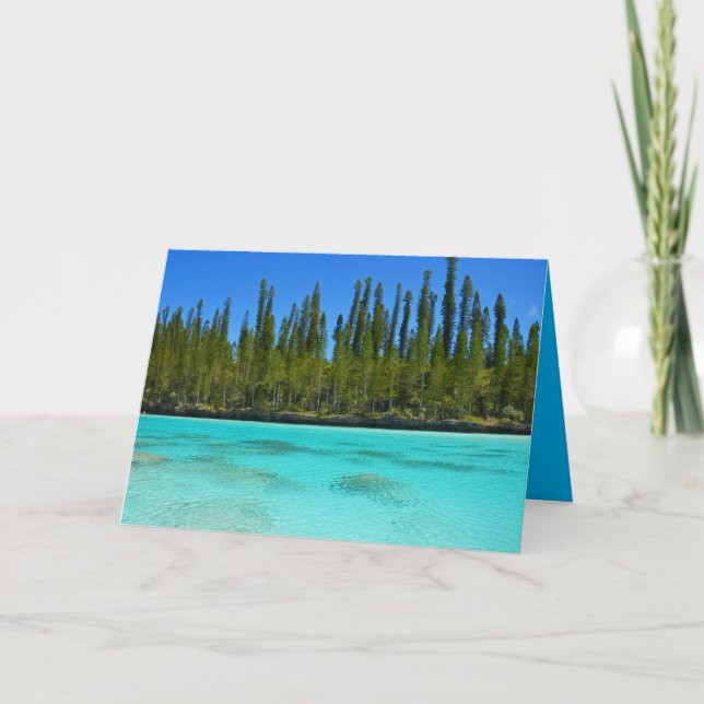 Mountain Pine Tree Paradise Tropical Blue Lake Card (Front)