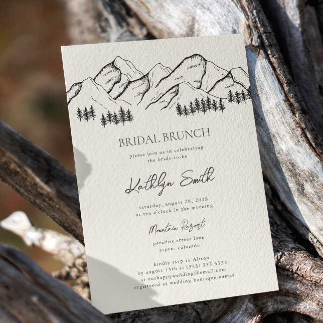 Mountain Pine Tree Rustic Outdoor Bridal Brunch Invitation (Creator Uploaded)