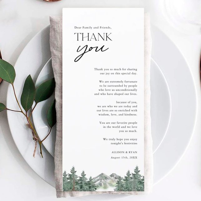 Mountain Pine Tree Rustic Wedding Thank You Cards (Creator Uploaded)