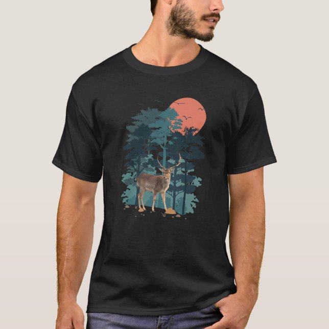 Mountain Pine Tree Sky Birds Forest Landscape Big T-Shirt (Front)