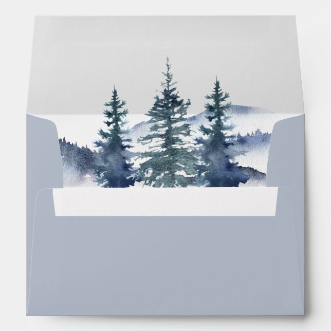 Mountain Pine Tree Wedding Envelope (Back (Bottom))