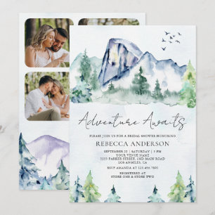 Mountain Pine Trees Forest Photo Bridal Shower Invitation