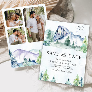 Mountain Pine Trees Forest Photo Collage Wedding Save The Date