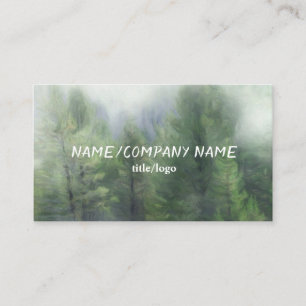 mountain pine trees in fog custom nature art business card