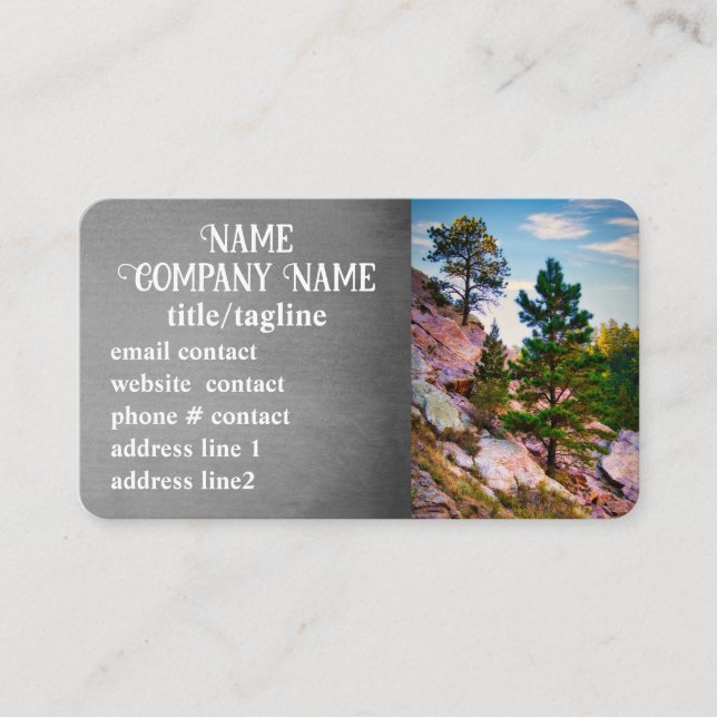 mountain pine trees nature photography custom business card (Front)