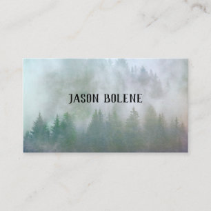 mountain pines in fog nature art landscape business card