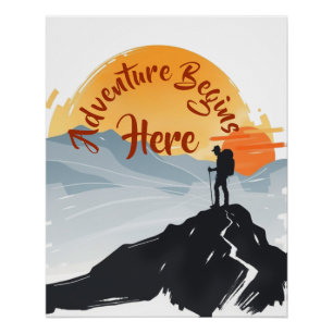 Mountain Poster - Adventure Begins Here