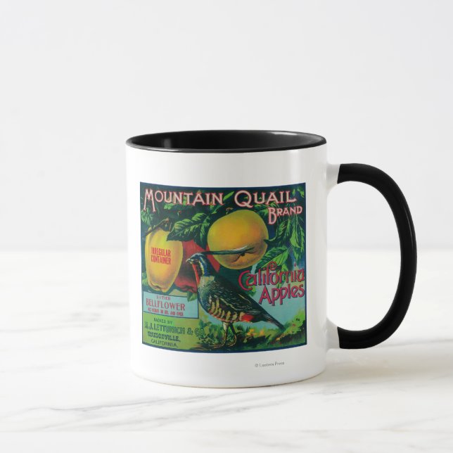 Mountain Quail Apple Crate Label Mug (Right)