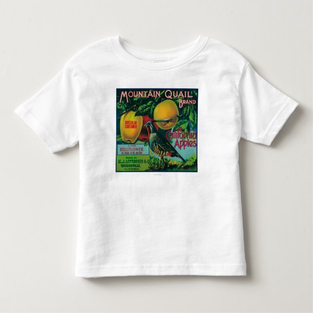 Mountain Quail Apple Crate Label Toddler T-Shirt (Front)