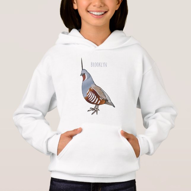 Mountain quail bird cartoon illustration  (Front)