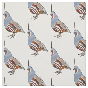 Mountain quail bird cartoon illustration fabric