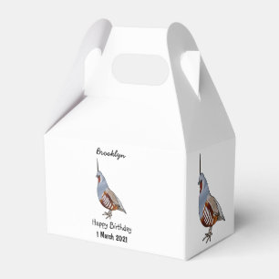 Mountain quail bird cartoon illustration favour box