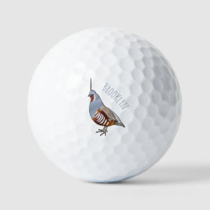 Mountain quail bird cartoon illustration golf balls