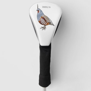 Mountain quail bird cartoon illustration golf head cover