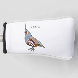 Mountain quail bird cartoon illustration golf head cover