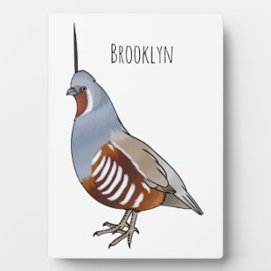 Mountain quail bird cartoon illustration plaque