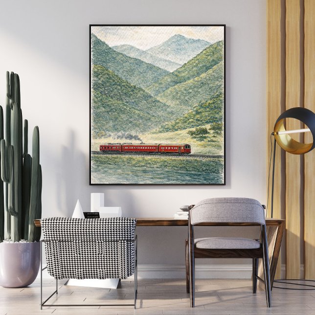 Mountain railway landscape | countryside train poster (Creator Uploaded)